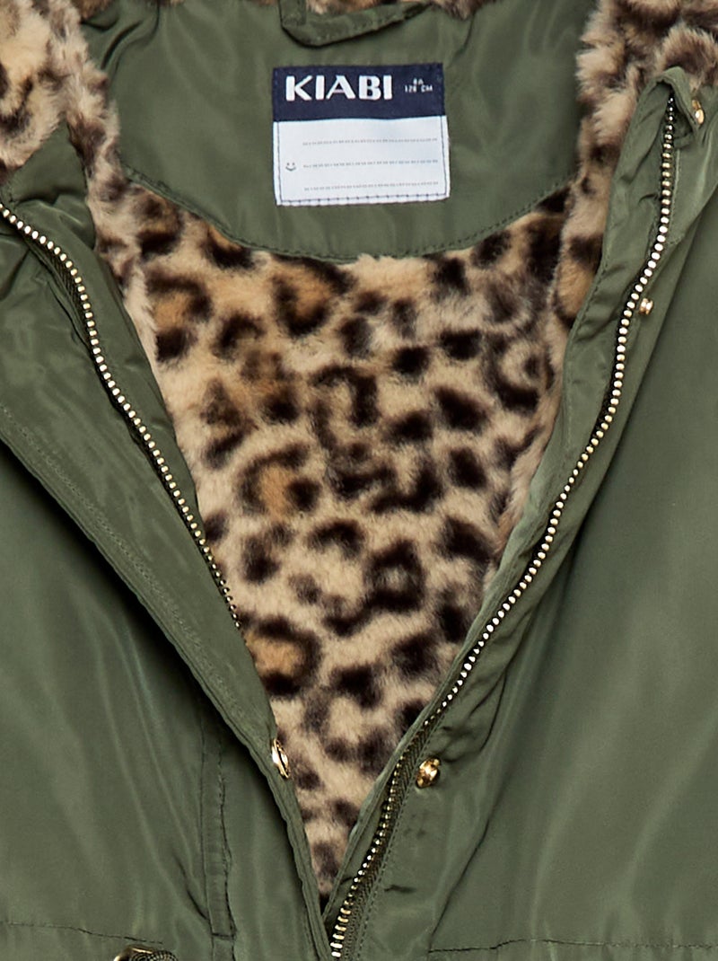 Parka à capuche doublée en fausse fourrure Vert - Kiabi