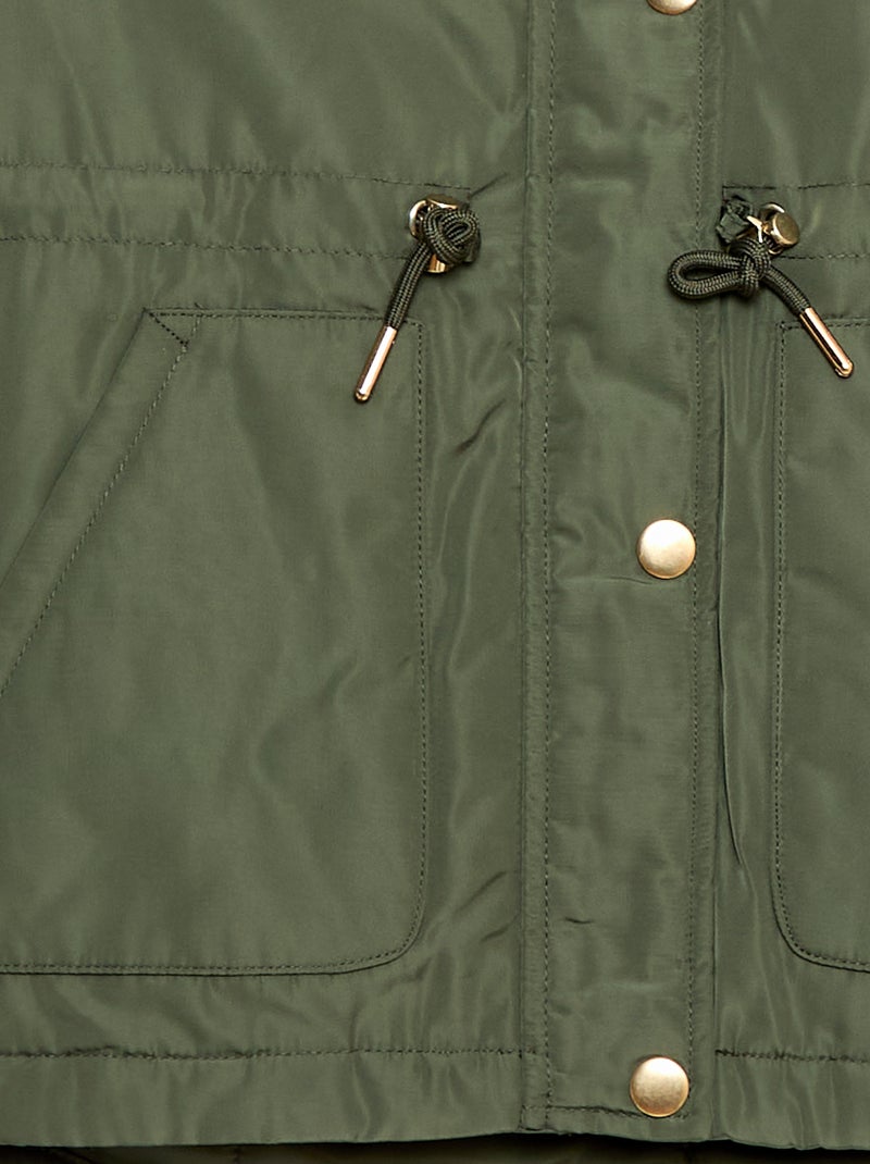 Parka à capuche doublée en fausse fourrure Vert - Kiabi