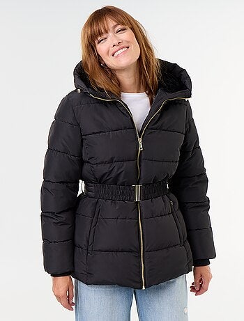 Parka à capuche doublée fausse fourrure