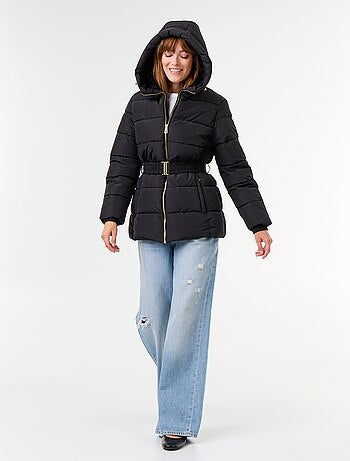 Parka à capuche doublée fausse fourrure
