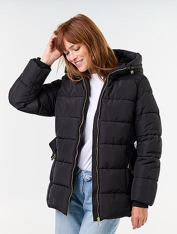 Parka à capuche doublée fausse fourrure