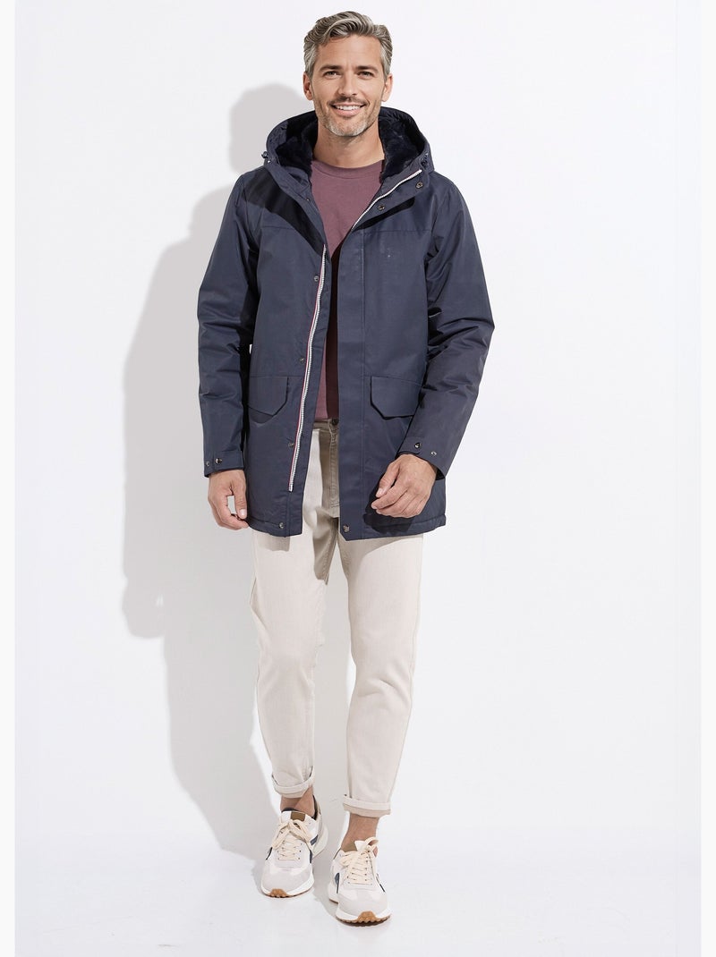 Parka à capuche intérieur fourrure - AFIBEL Bleu marine - Kiabi