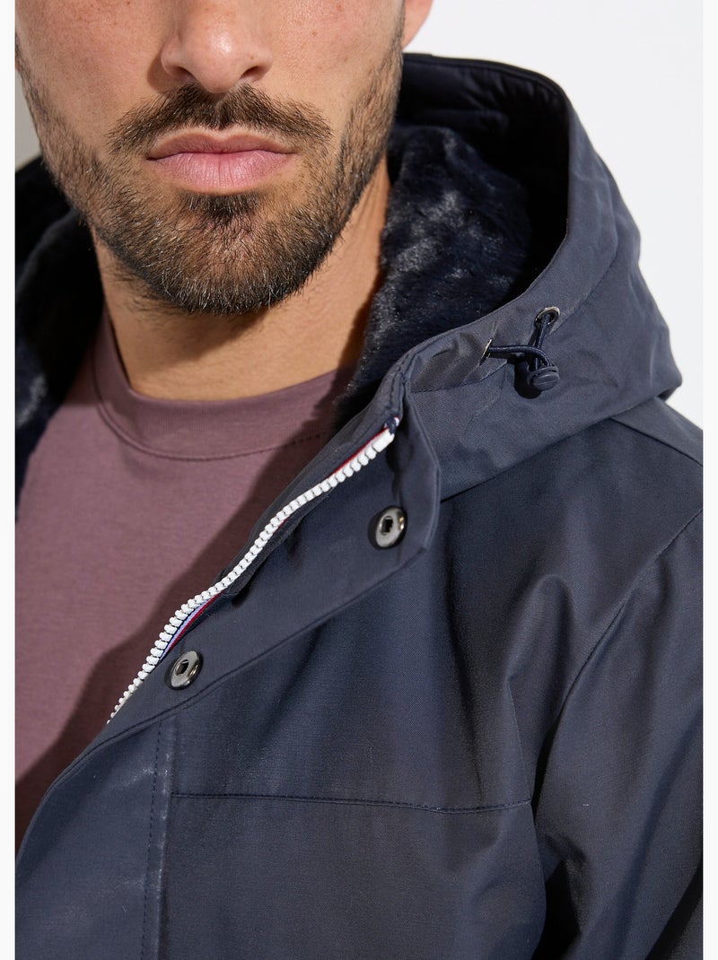 Parka à capuche intérieur fourrure - AFIBEL Bleu marine - Kiabi