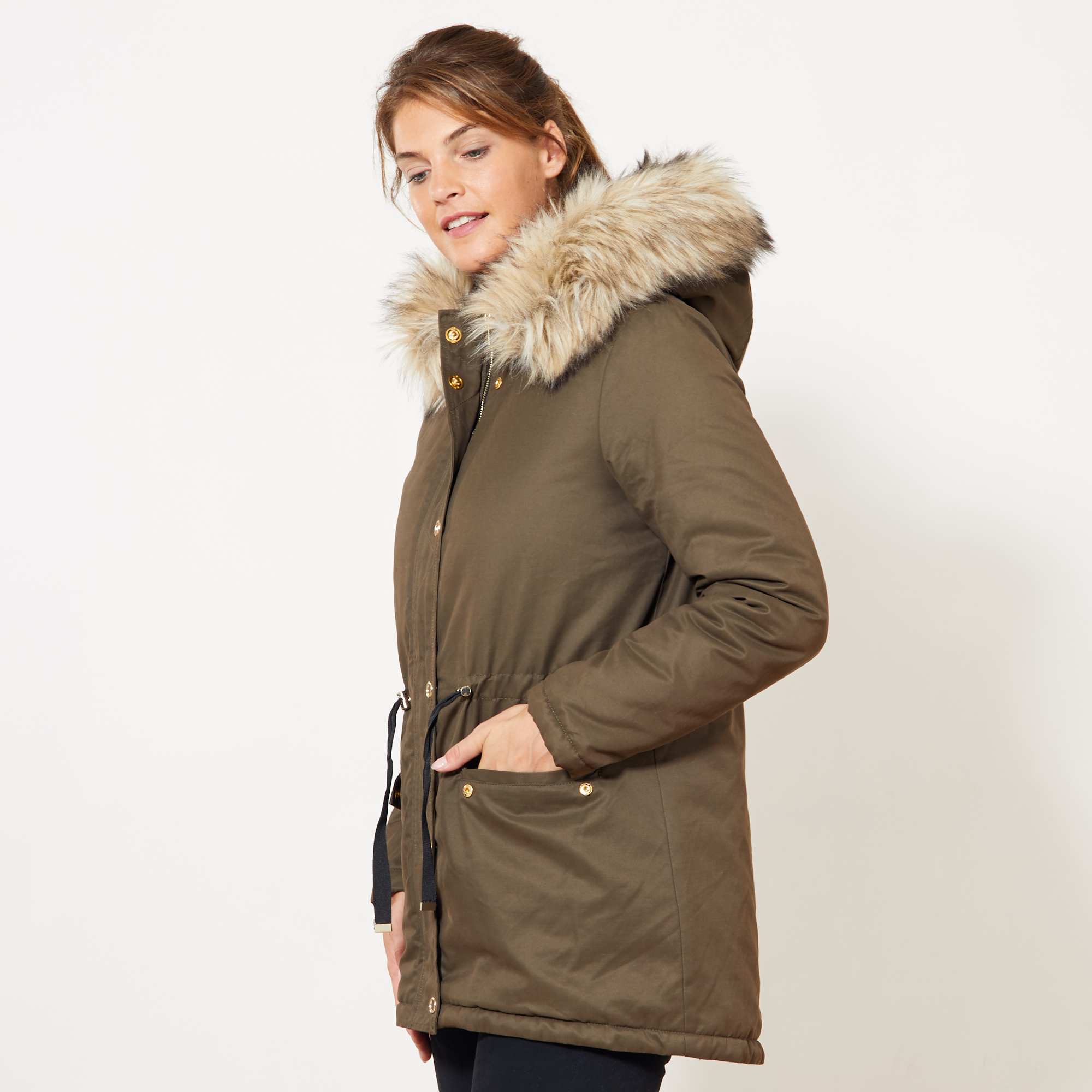 Parka à capuche Femme  KAKI  Kiabi  45,00€