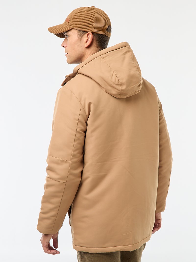 Parka à capuche mi-long Beige - Kiabi