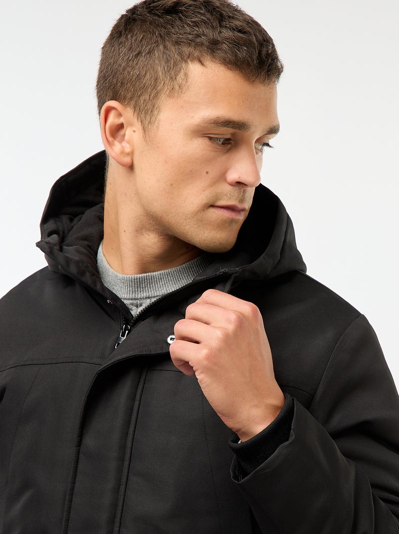 Parka à capuche mi-long Noir - Kiabi