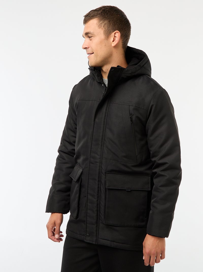 Parka à capuche mi-long Noir - Kiabi