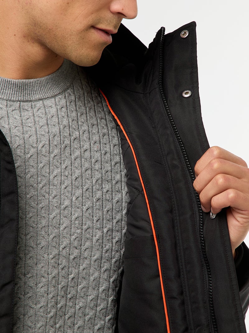 Parka à capuche mi-long Noir - Kiabi