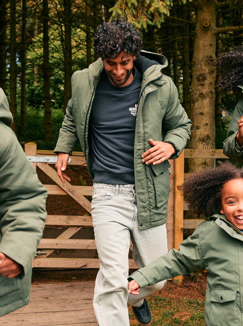 Parka à capuche mi-long Vert - Kiabi
