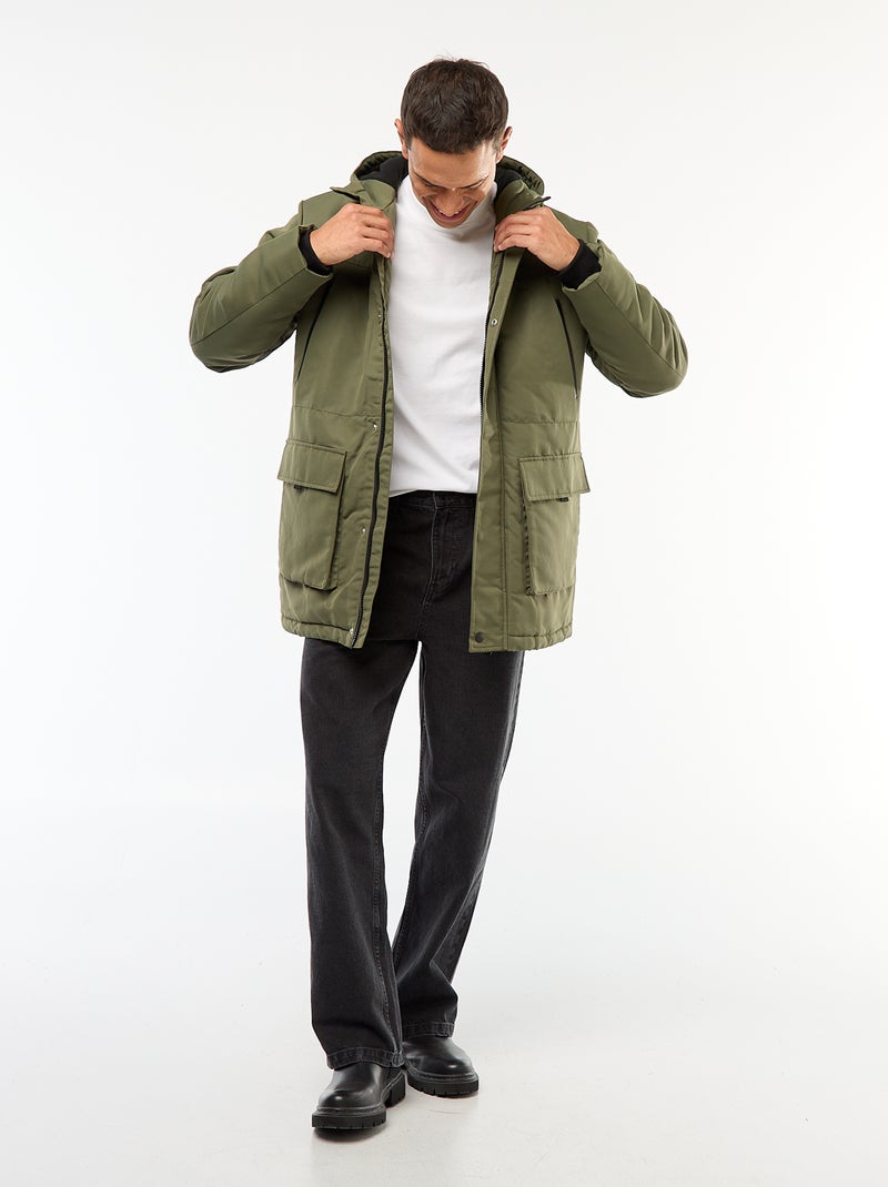 Parka à capuche mi-long Vert - Kiabi