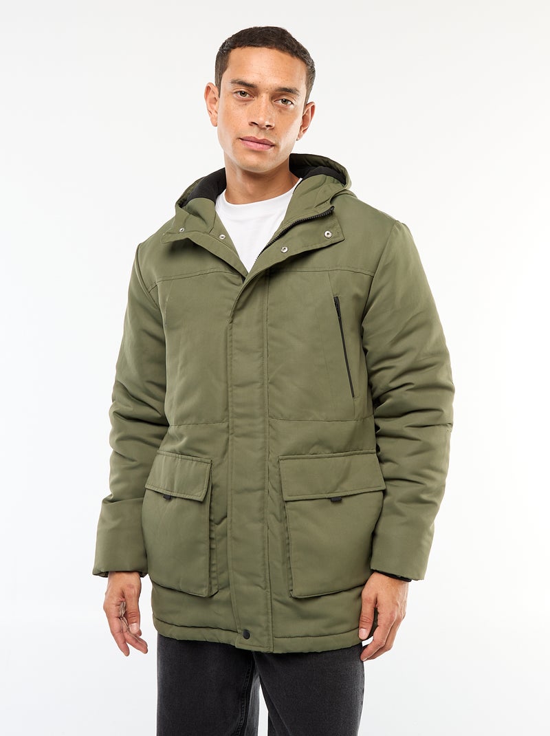 Parka à capuche mi-long Vert - Kiabi