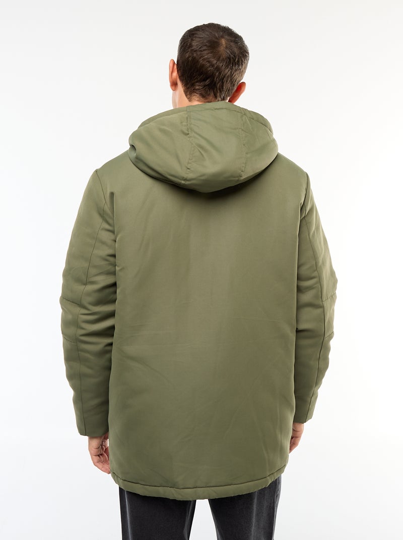 Parka à capuche mi-long Vert - Kiabi
