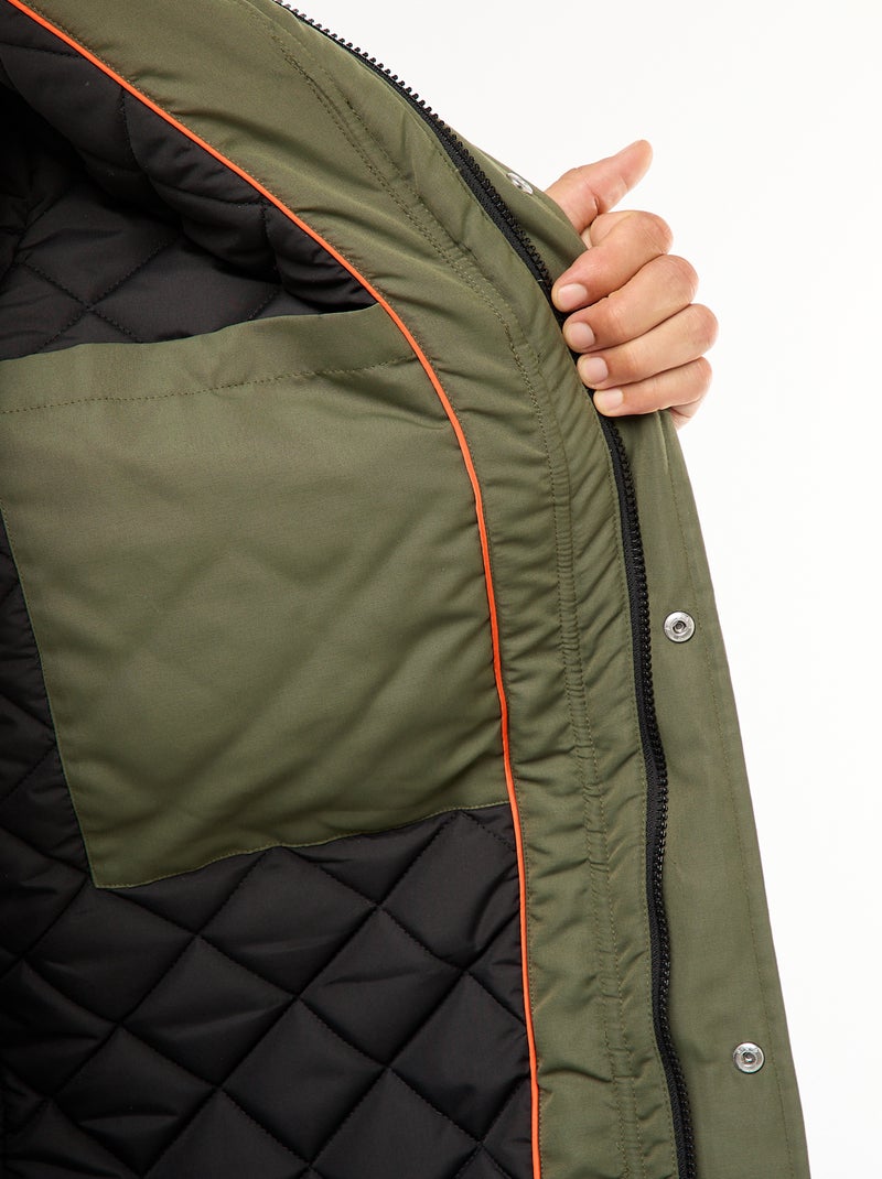 Parka à capuche mi-long Vert - Kiabi