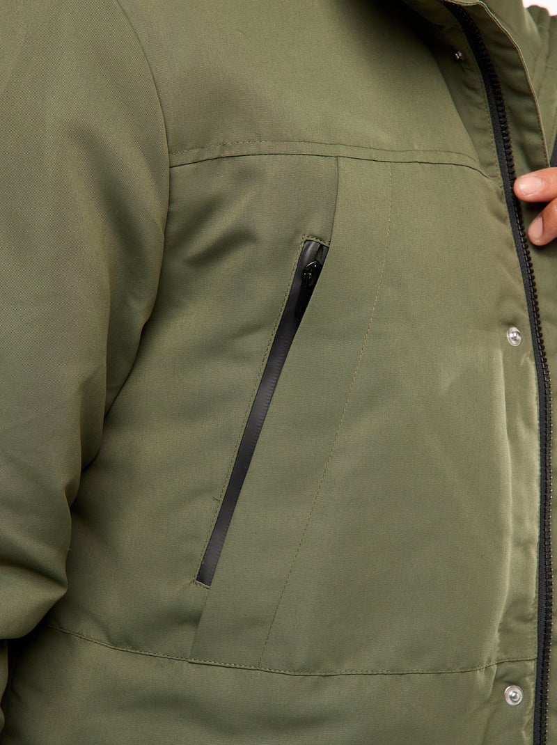 Parka à capuche mi-long Vert - Kiabi