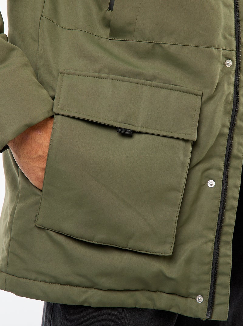 Parka à capuche mi-long Vert - Kiabi