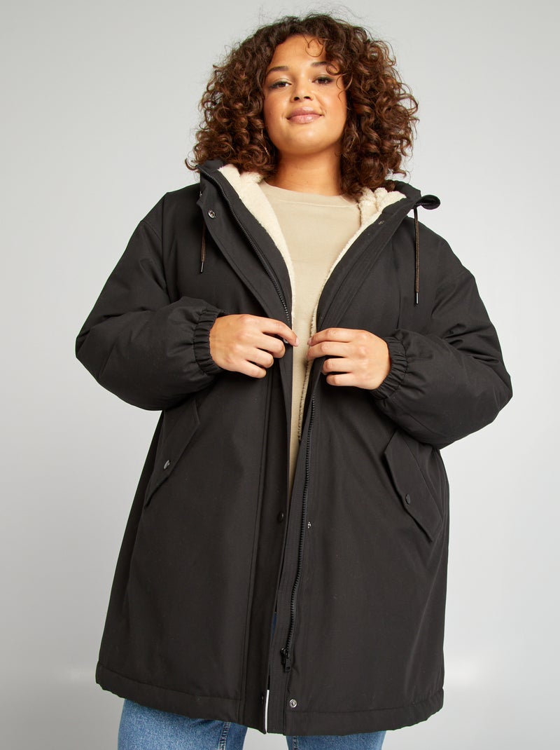 Parka à capuche noir - Kiabi