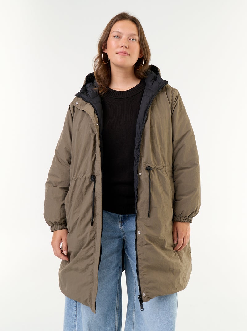 Parka à capuche unie Vert - Kiabi