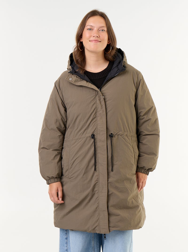 Parka à capuche unie Vert - Kiabi