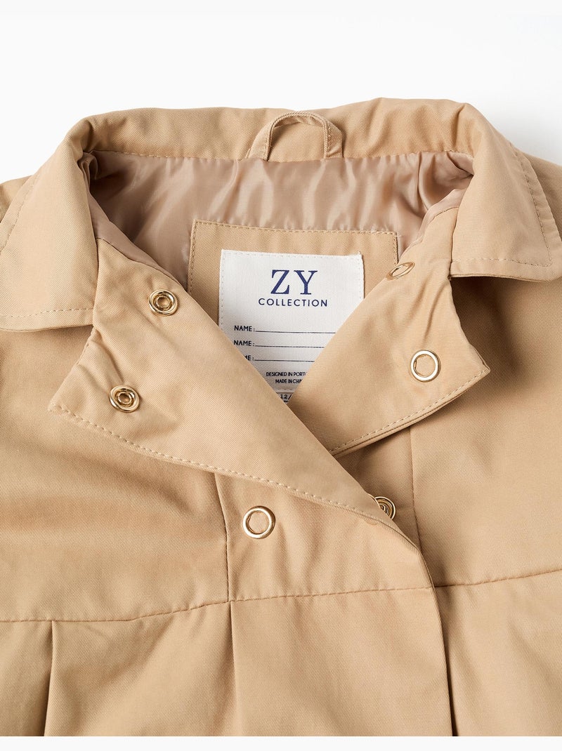 Parka à plis et capuche amovible Beige clair - Kiabi