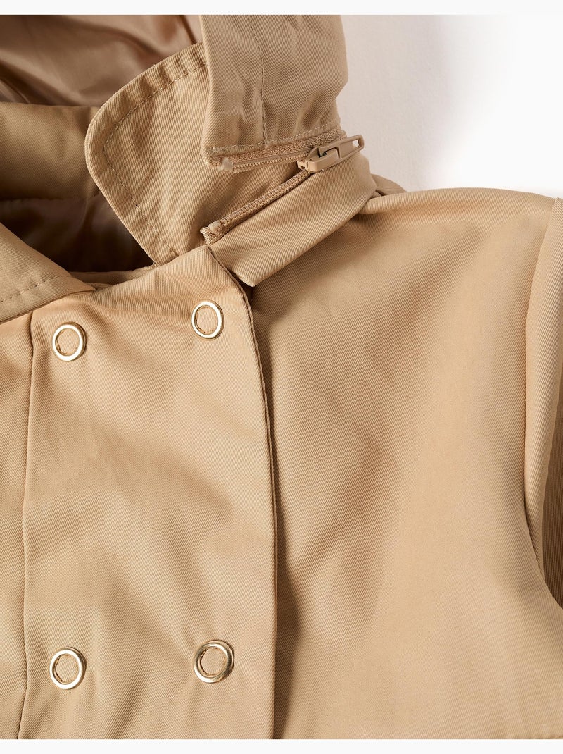 Parka à plis et capuche amovible Beige clair - Kiabi