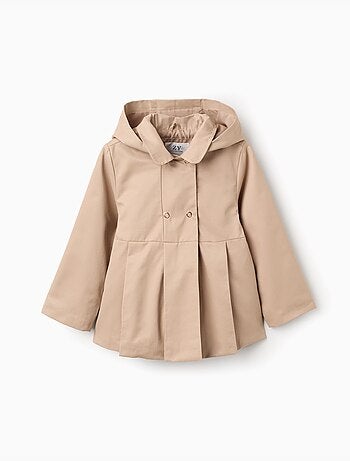 Parka à plis et capuche amovible