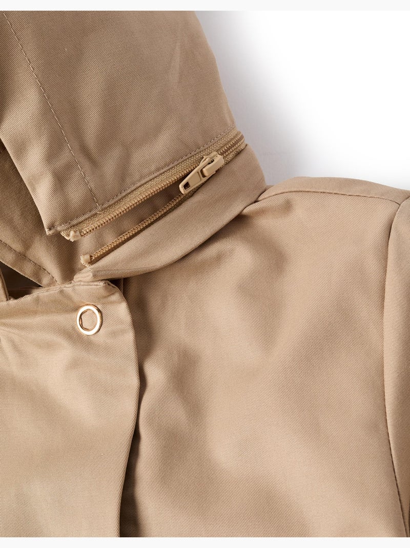 Parka à plis et capuche amovible Beige clair - Kiabi