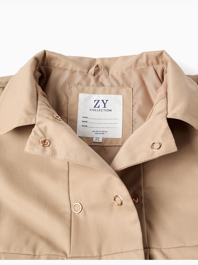 Parka à plis et capuche amovible Beige clair - Kiabi