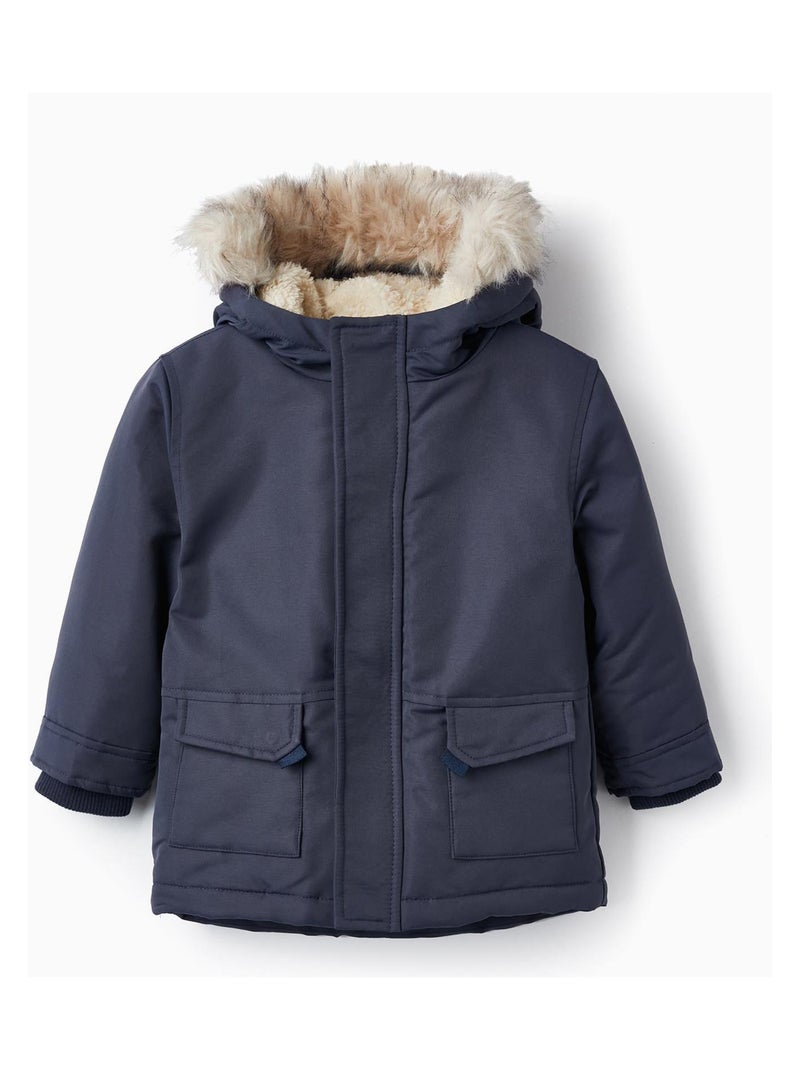 Parka avec Capuche avec Fourrure pour Bébé Garçon   ACE CLUBS Bleu foncé - Kiabi
