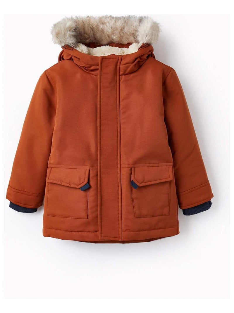 Parka avec Capuche avec Fourrure pour Bébé Garçon   ACE CLUBS Orange clémentine - Kiabi
