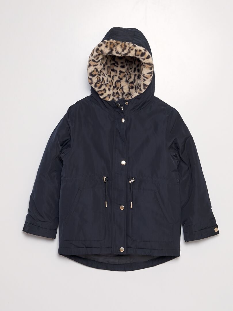 Parka avec fourrure léopard noir - Kiabi