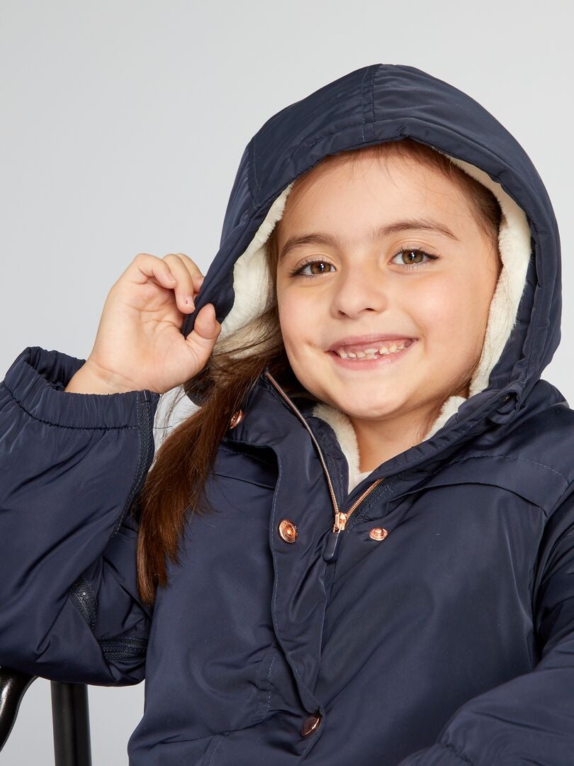 Parka avec ouvertures zippées sur les côtés Marine - Kiabi