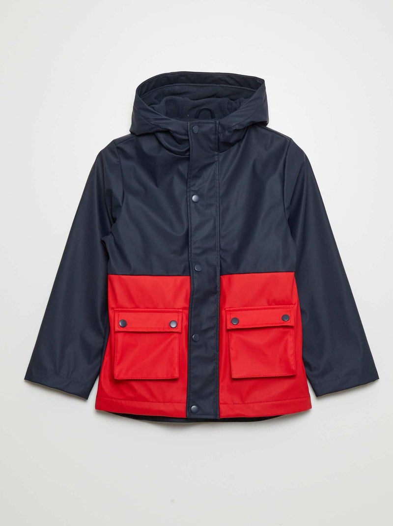 Parka bicolore doublure polaire Marine/rouge - Kiabi