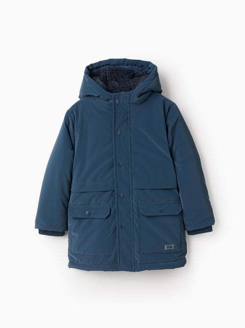 Parka Caoutchoutée avec Capuche et Doublure en Sherpa - Kiabi
