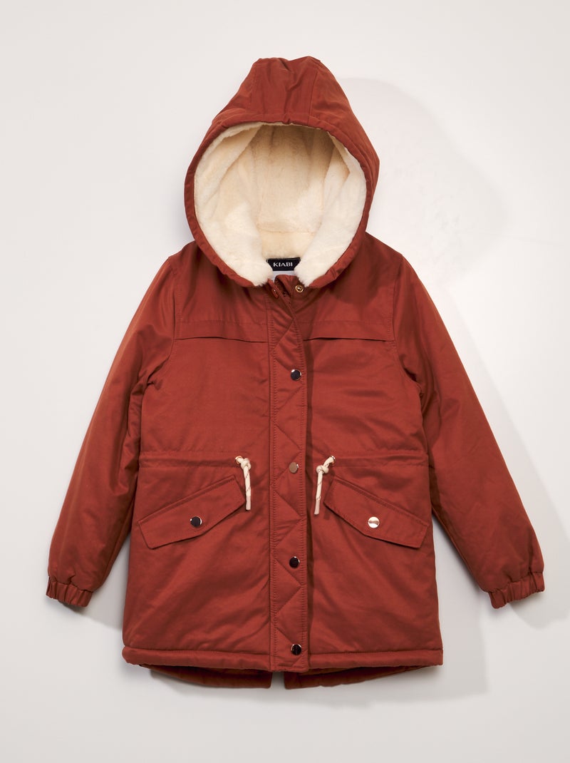 Parka capuche avec fourrure Rouge brique - Kiabi