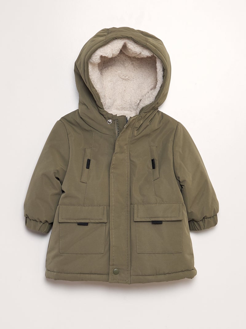 Parka chaude à capuche Kaki - Kiabi