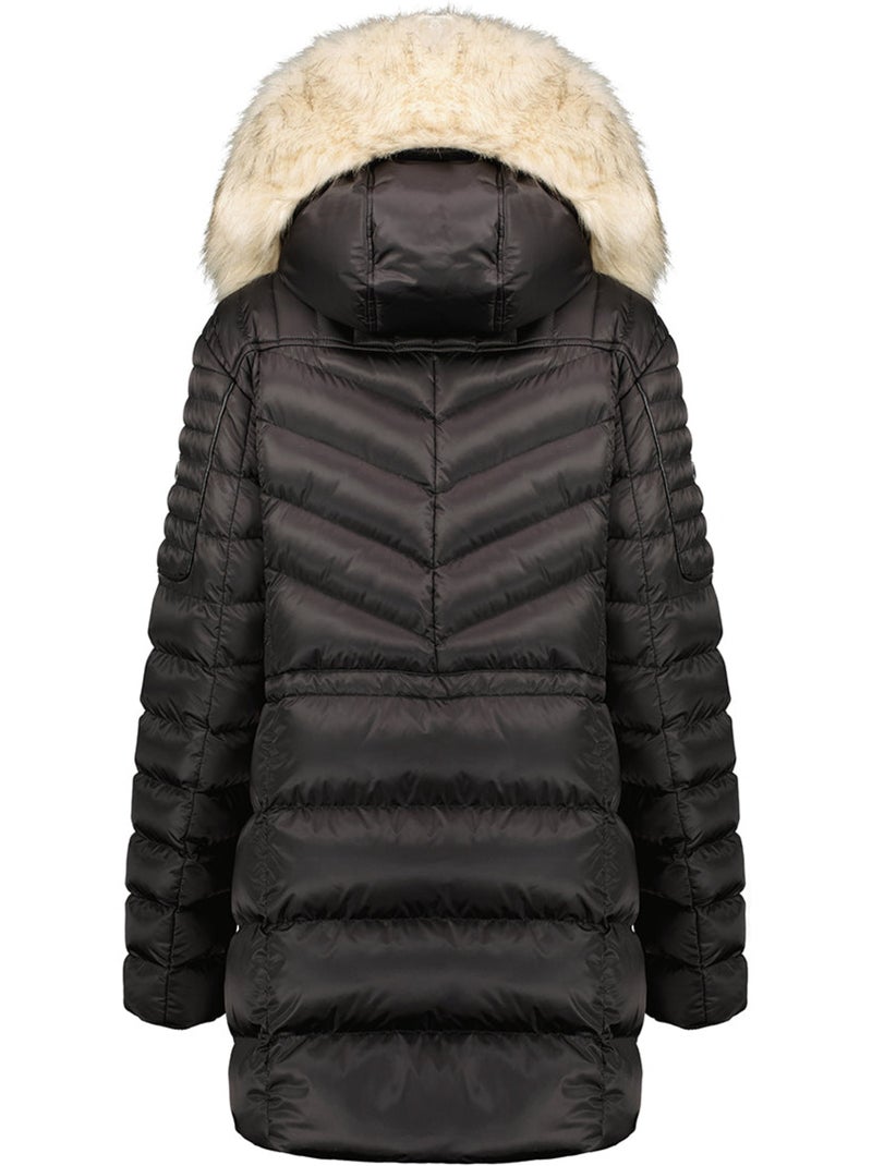 Parka cintrée à capuche fausse fourrure destineak – canadian peak Noir - Kiabi