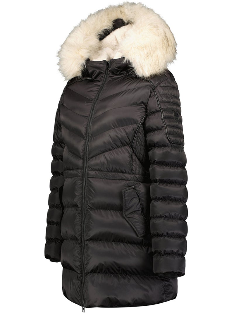 Parka cintrée à capuche fausse fourrure destineak – canadian peak Noir - Kiabi