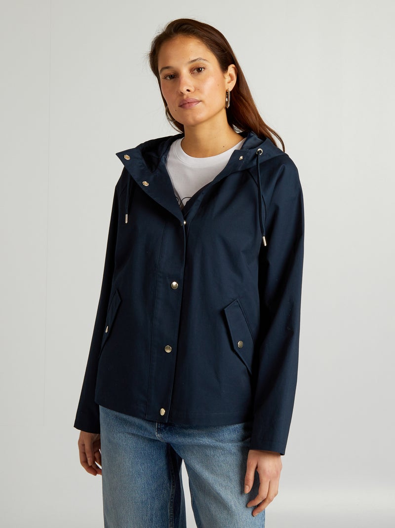 Parka courte déperlante bleu marine - Kiabi