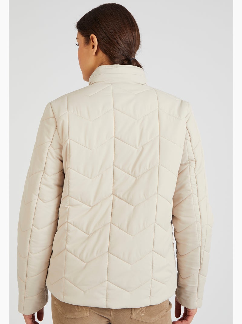 Parka courte matelassée à capuche - Damart Marron - Kiabi