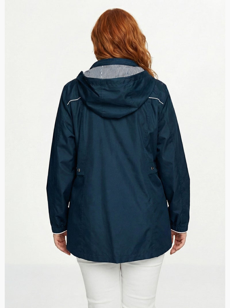 Parka courte zippée légère avec capuche - Afibel Bleu - Kiabi