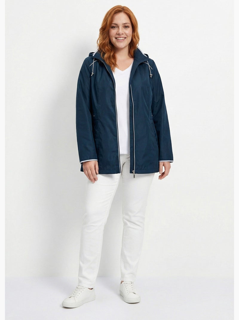Parka courte zippée légère avec capuche - Afibel Bleu - Kiabi