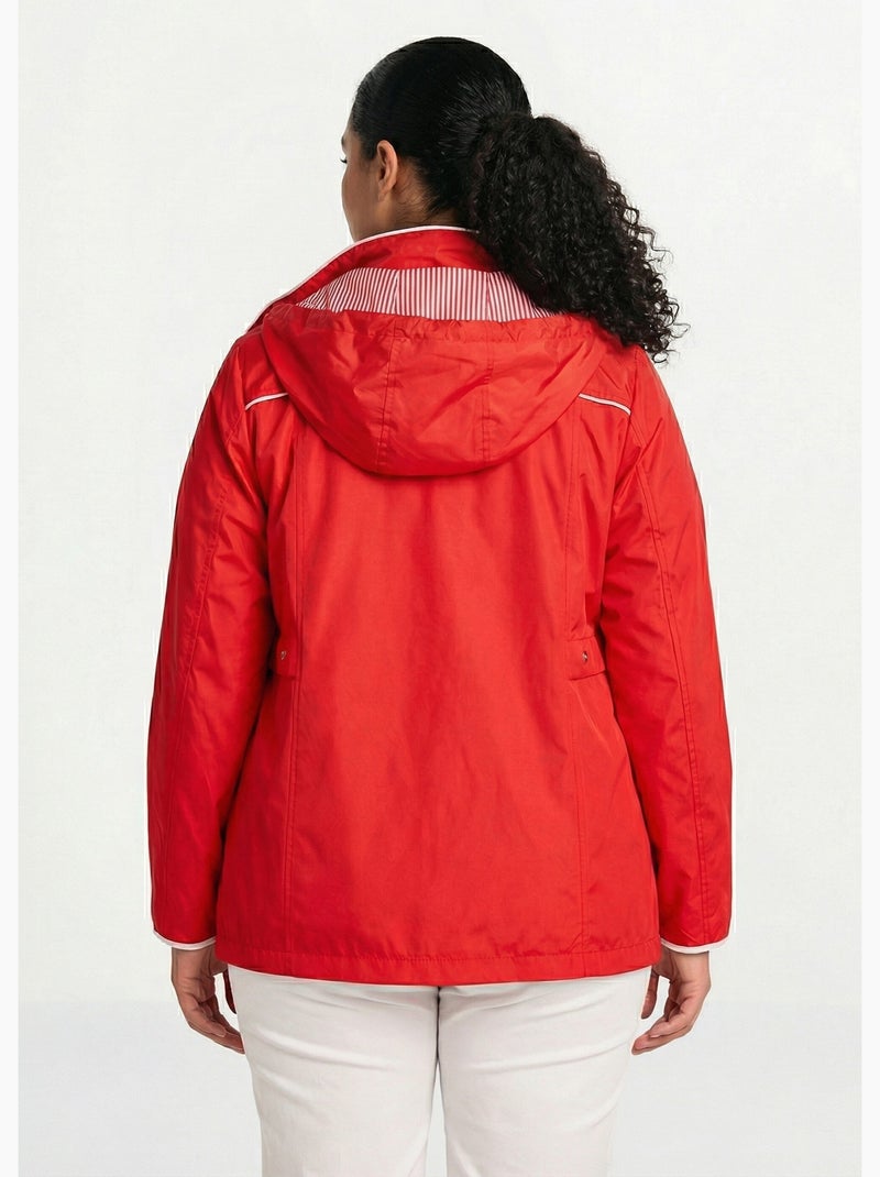 Parka courte zippée légère avec capuche - Afibel Rouge - Kiabi