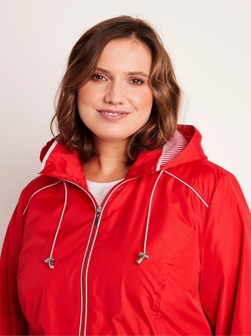 Parka courte zippée légère avec capuche - Afibel Rouge - Kiabi