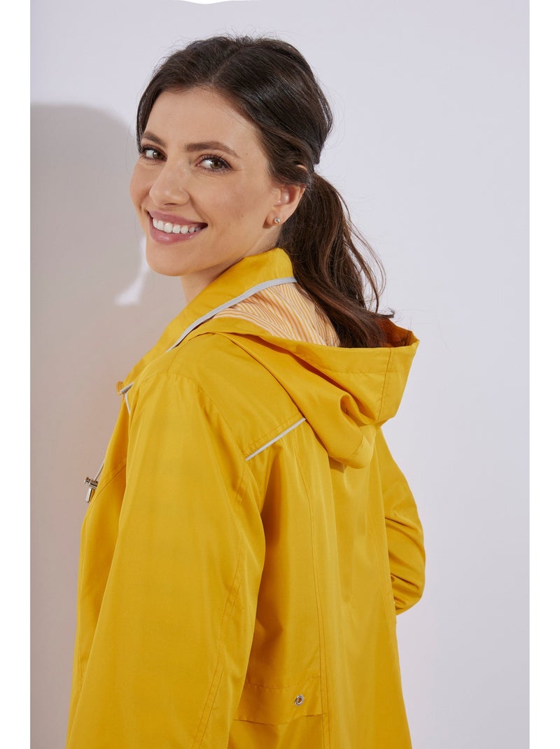 Parka courte zippée légère avec capuche Jaune - Kiabi