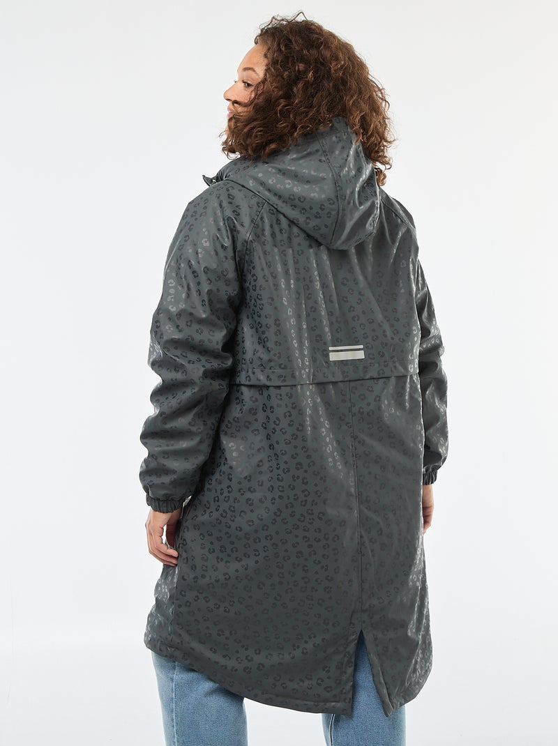 Parka de pluie à capuche avec doublure en fausse fourrure Gris - Kiabi