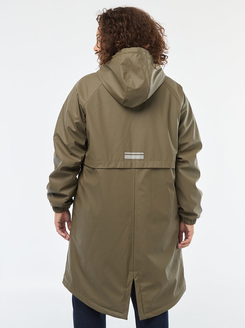 Parka de pluie à capuche avec doublure en fausse fourrure Kaki - Kiabi