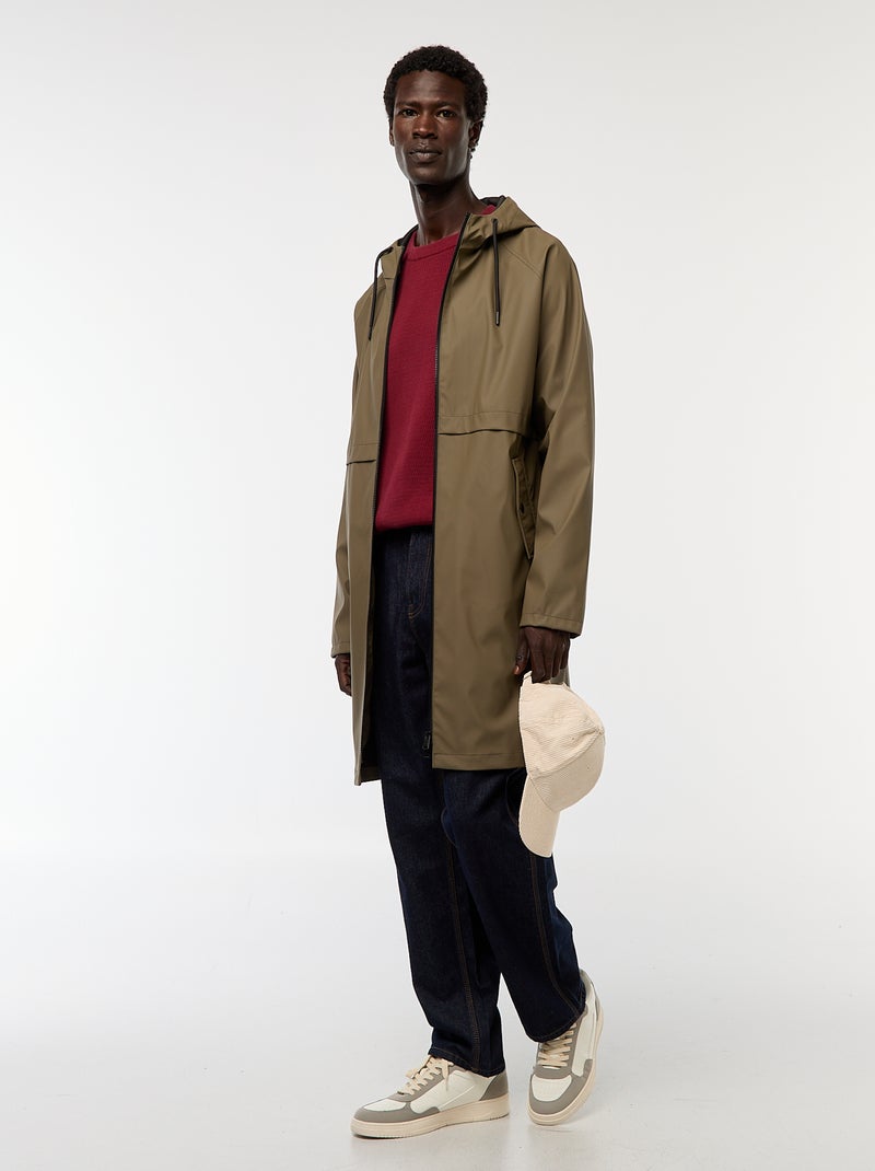 Parka déferlante longue à capuche Kaki - Kiabi