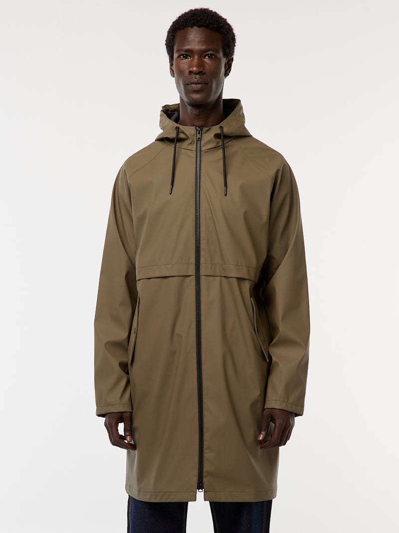 Parka déferlante longue à capuche Kaki - Kiabi