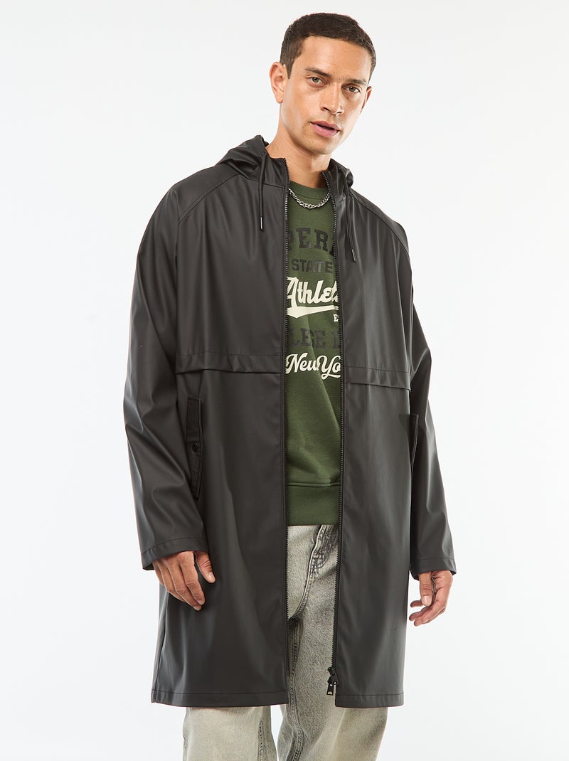 Parka déferlante longue à capuche Noir - Kiabi