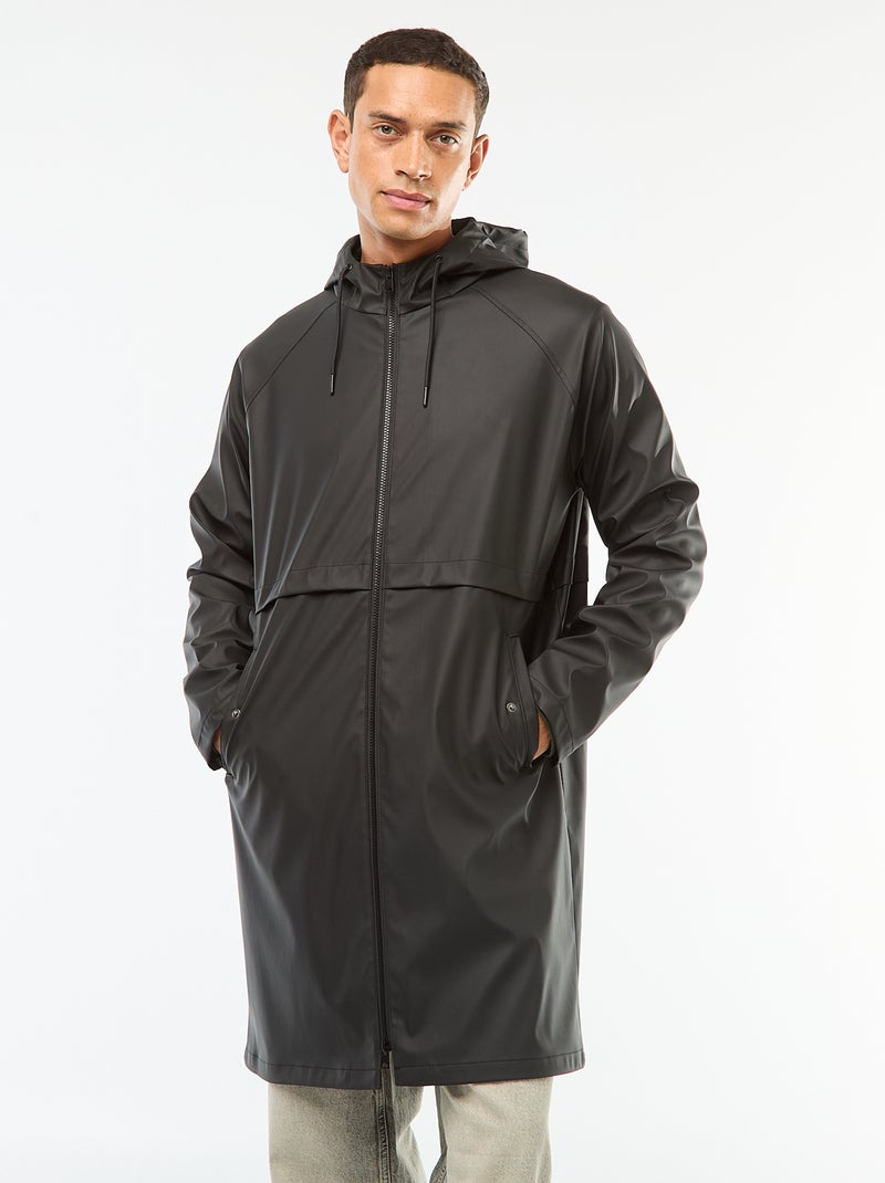 Parka déferlante longue à capuche Noir - Kiabi